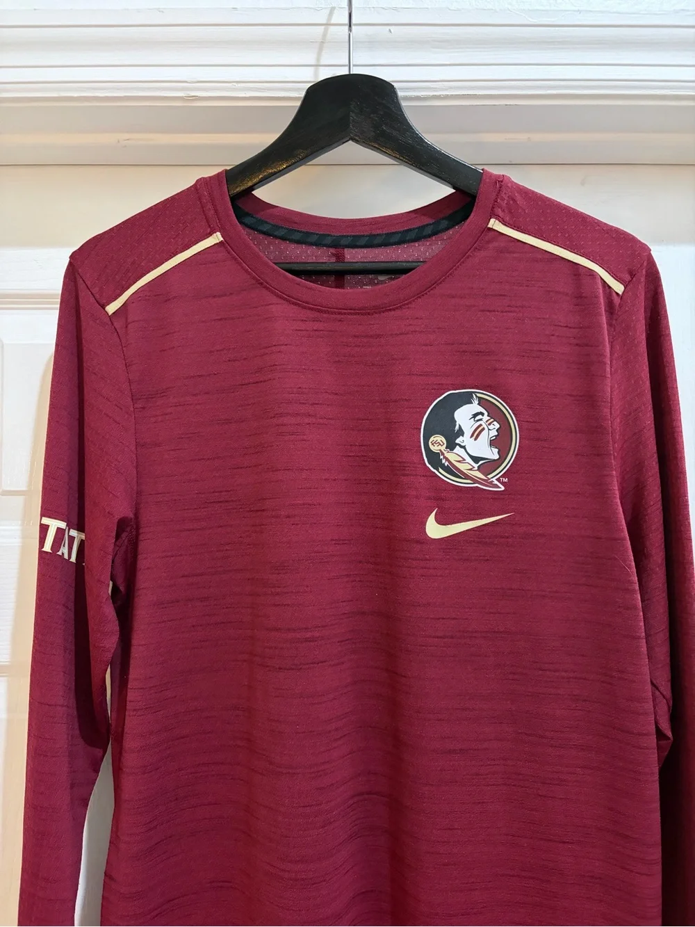 Nike Maroon and Gold Long Sleeve Performance Top